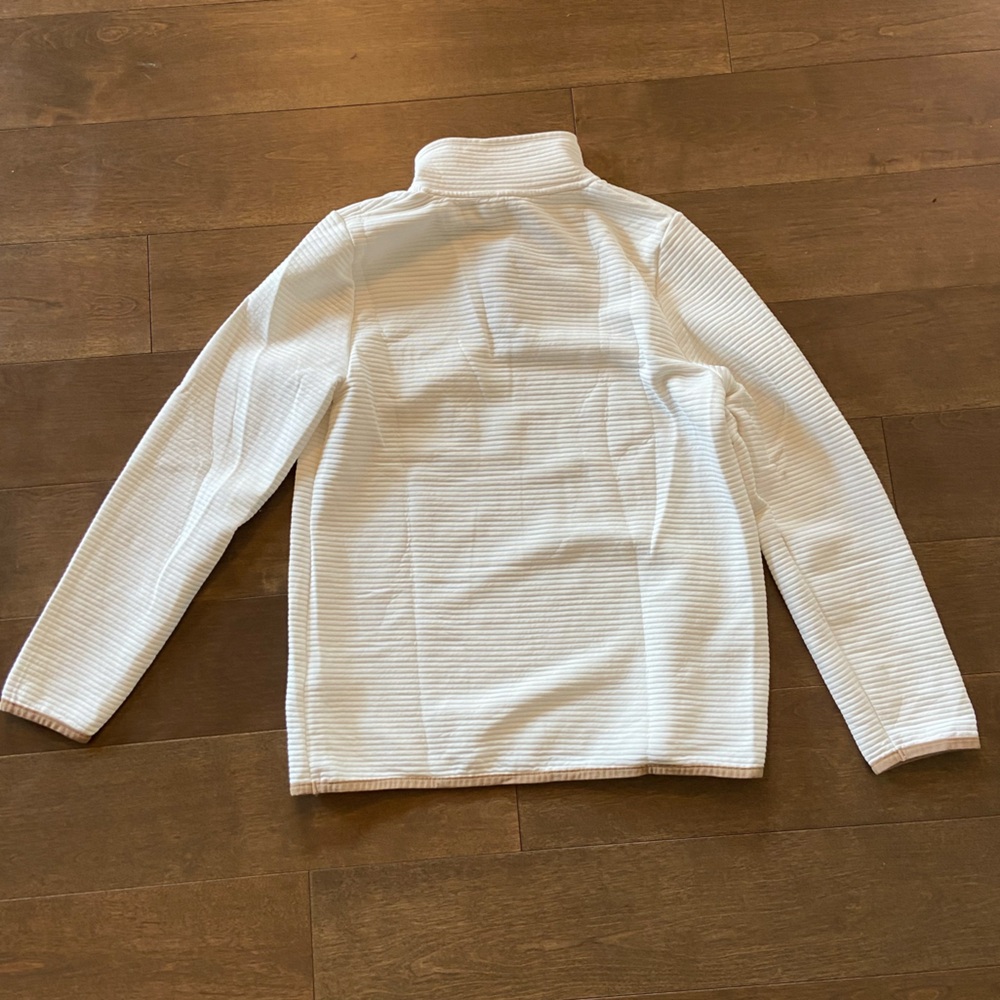 J. Crew Ribbed Snap Sweatshirt Neutral - Picture 3 of 3